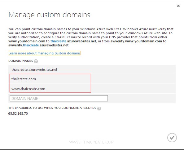 Windows Azure Web Sites CNAME Custom Domain