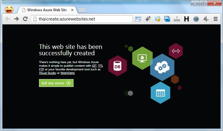 Windows Azure Create Web Sites Service