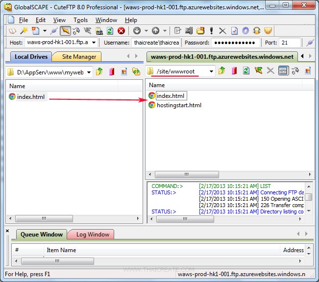 Windows Azure Web Sites FTP Upload