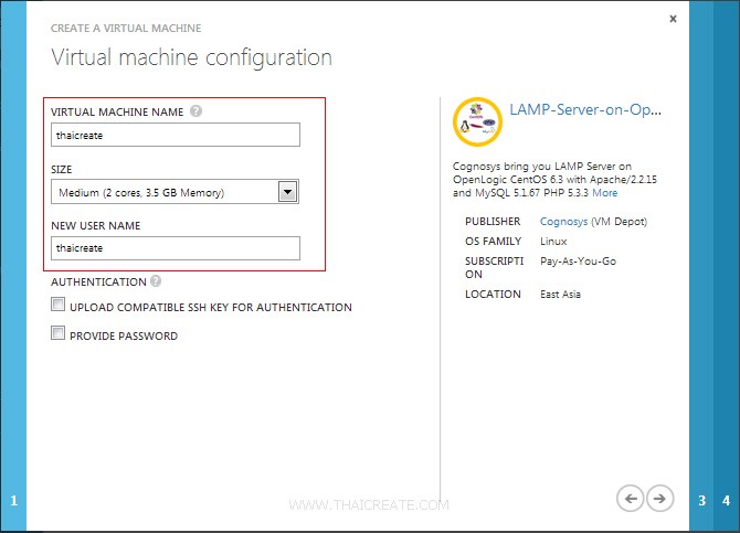Windows Azure Create VM Linux