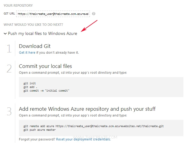 Windows Azure การ Deploy Application Git