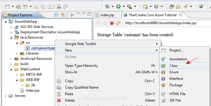 How to use Java (JSP) Add Entity to a Table Storage