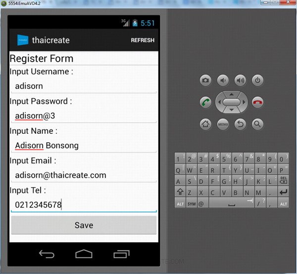 Android  Register Form (Android and Mobile Services)