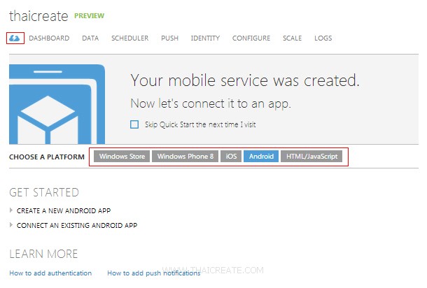 Windows Azure Mobile Services Start Up