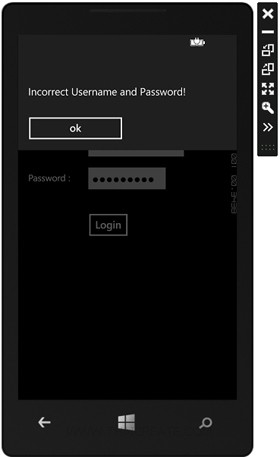 Windows Phone  Login User Password