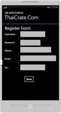 Windows Phone  Register Form Windows Phone  Register Form