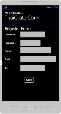 Windows Phone  Register Form