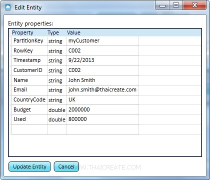 How to use .NET (ASP.Net) Add Entity to a Table Storage