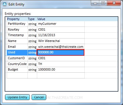 How to use .NET (ASP.Net) Update Entity in Table Storage