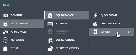 Backup Import Restore SQL Azure / SQL Database