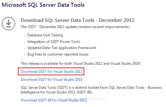 SQL Azure Database  Microsoft SQL Server Data Tools (SSDT) and Visual Studio 