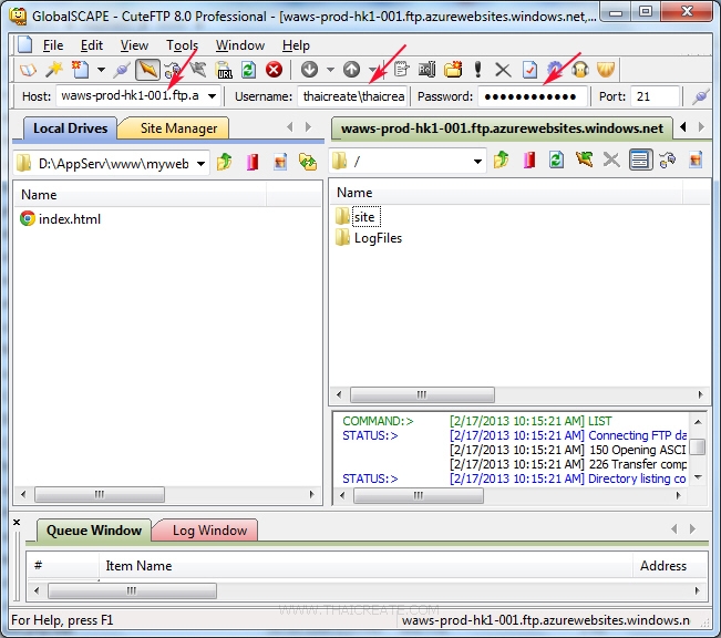 Windows Azure Upload Web Sites FTP