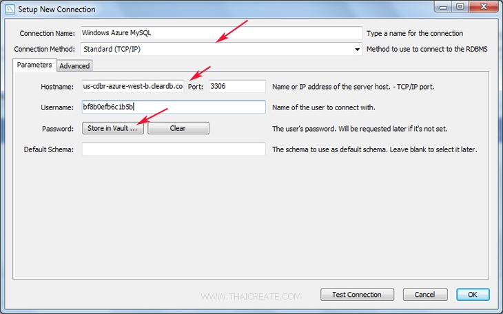 MySQL บน Windows Azure ด้วย MySQL Workbench