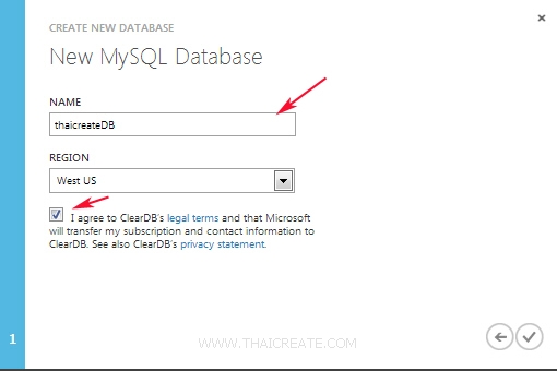Web Site และ MySQL Database บน Windows Azure