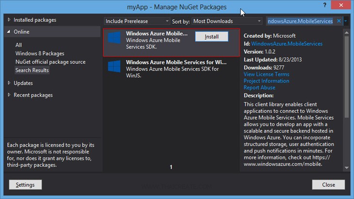 Windows Store App Azure Mobile Services