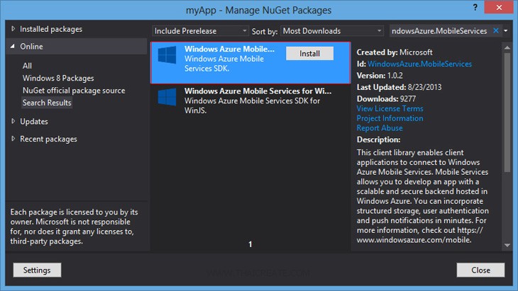 Windows Store App Azure Mobile Services