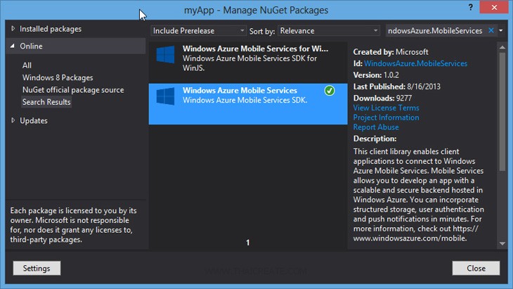 Windows Store App Azure Mobile Services