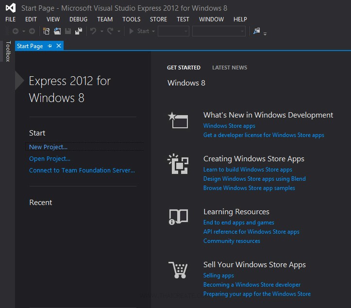 Visual Store Application Visual Studio 2012 Express for Windows 8 ไว้เขียน Windows Store App