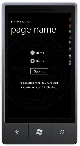 RadioButton - Windows Phone Controls