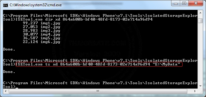 Windows Phone Copy Transfer file from PC Between Isolated Storage
