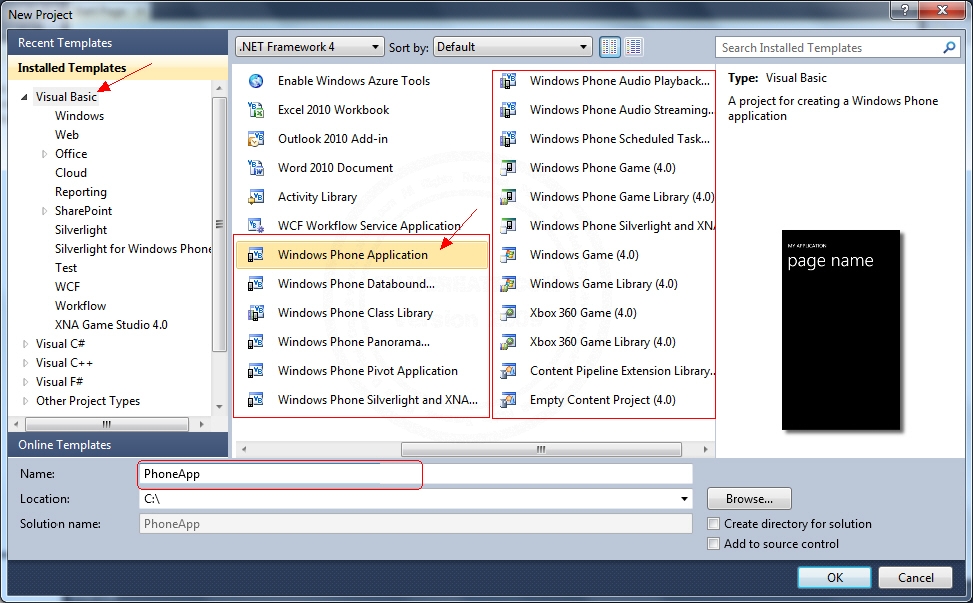 Windows Phone Create New Project Windows Phone Create New Project
