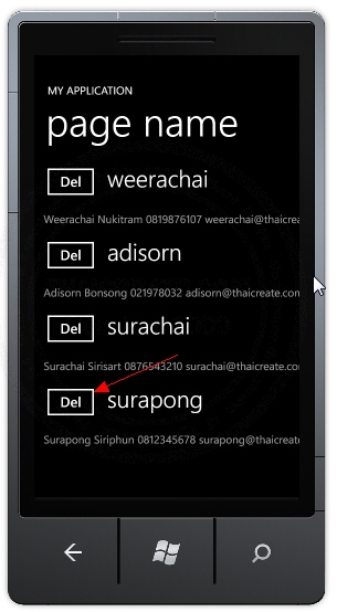 Windows Phone Delete data in Web Server