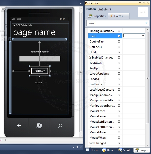Windows Phone Event Handler XAML (Silverlight)