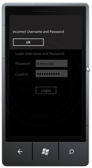 Windows Phone Login Username and Password