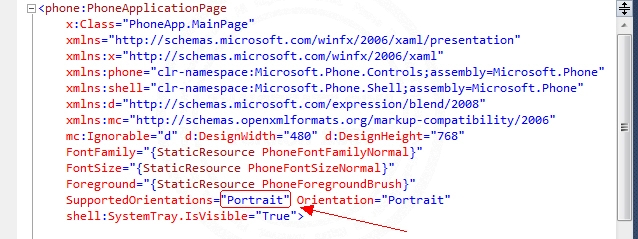 Windows Phone Orientations Landscape