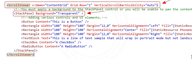 Windows Phone Orientations Landscape