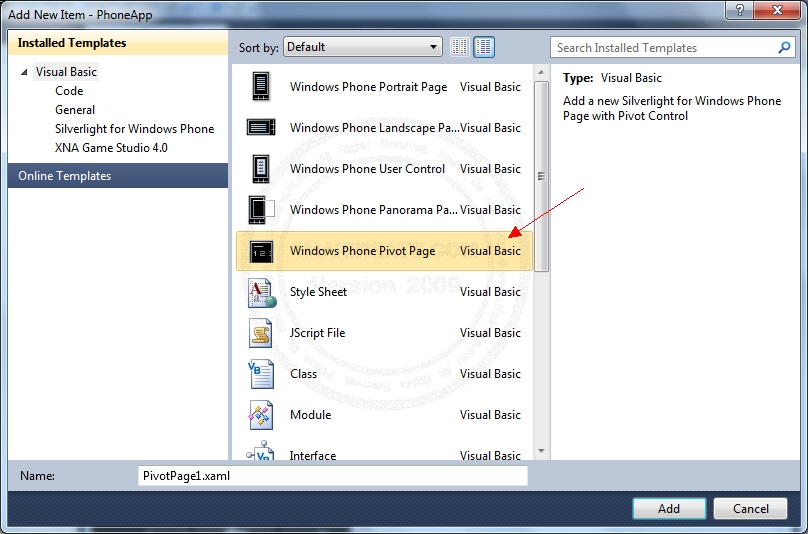 Windows Phone Pivot Windows Phone Pivot