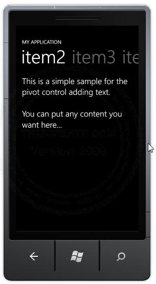 Windows Phone Pivot