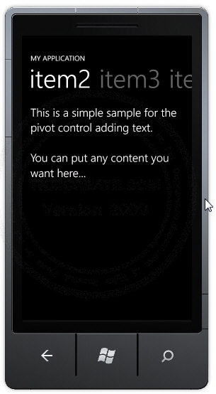 Windows Phone Pivot Windows Phone Pivot