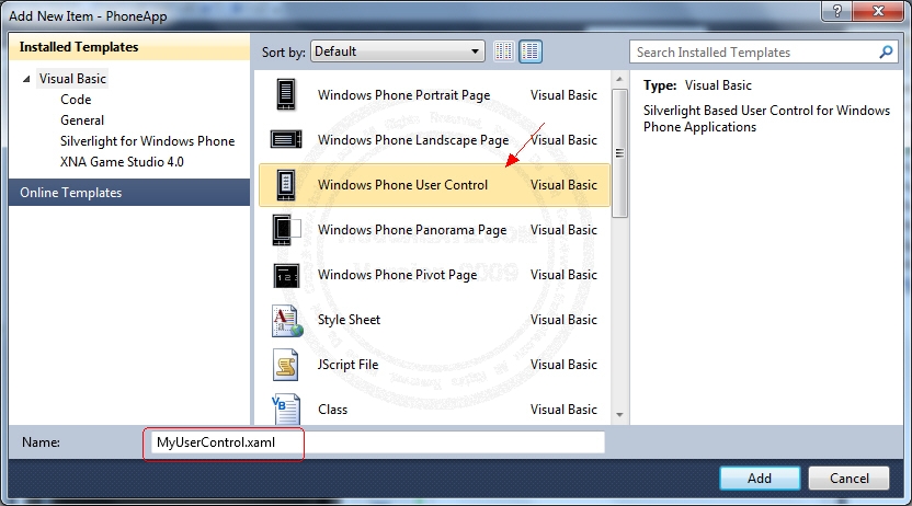 Windows Phone Custom User Control