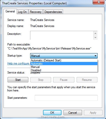 Windows Service Automatic Start Reboot Install
