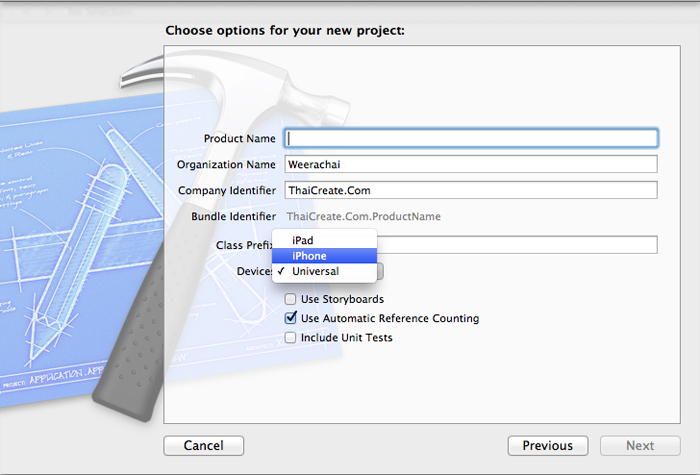Xcode Create Project iPhone iPad